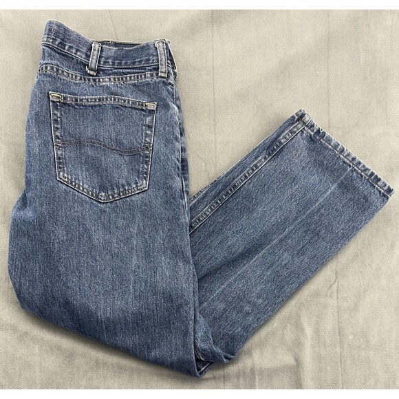 Lee Jeans Mens 38x29 Blue Regular Fit Straight Leg Denim Medium Wash 20J8973 - Picture 1 of 10